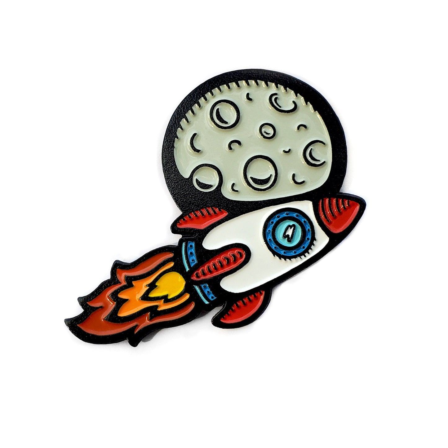 Moon And Spaceship Collectible Enamel Pin, Colourful Enamel Pin, Gift for Him, Gift For Her, Lapel Pin, Funny Enamel Pin