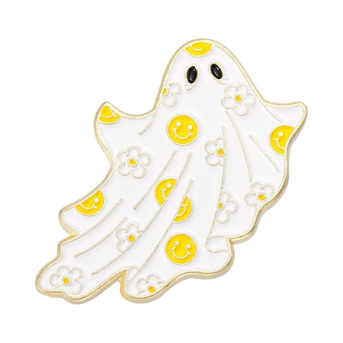 Ghosts With Daisies Pin, Colourful Enamel Pin, Gift for Him, Gift For Her, Lapel Pin, Funny Enamel Pin, Cute Enamel Pin