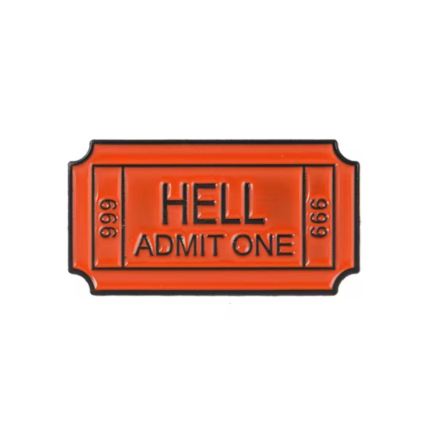 Hell Admit One Ticket Pin, Colourful Enamel Pin, Gift for Him, Gift For Her, Lapel Pin, Funny Enamel Pin, Cute Enamel Pin