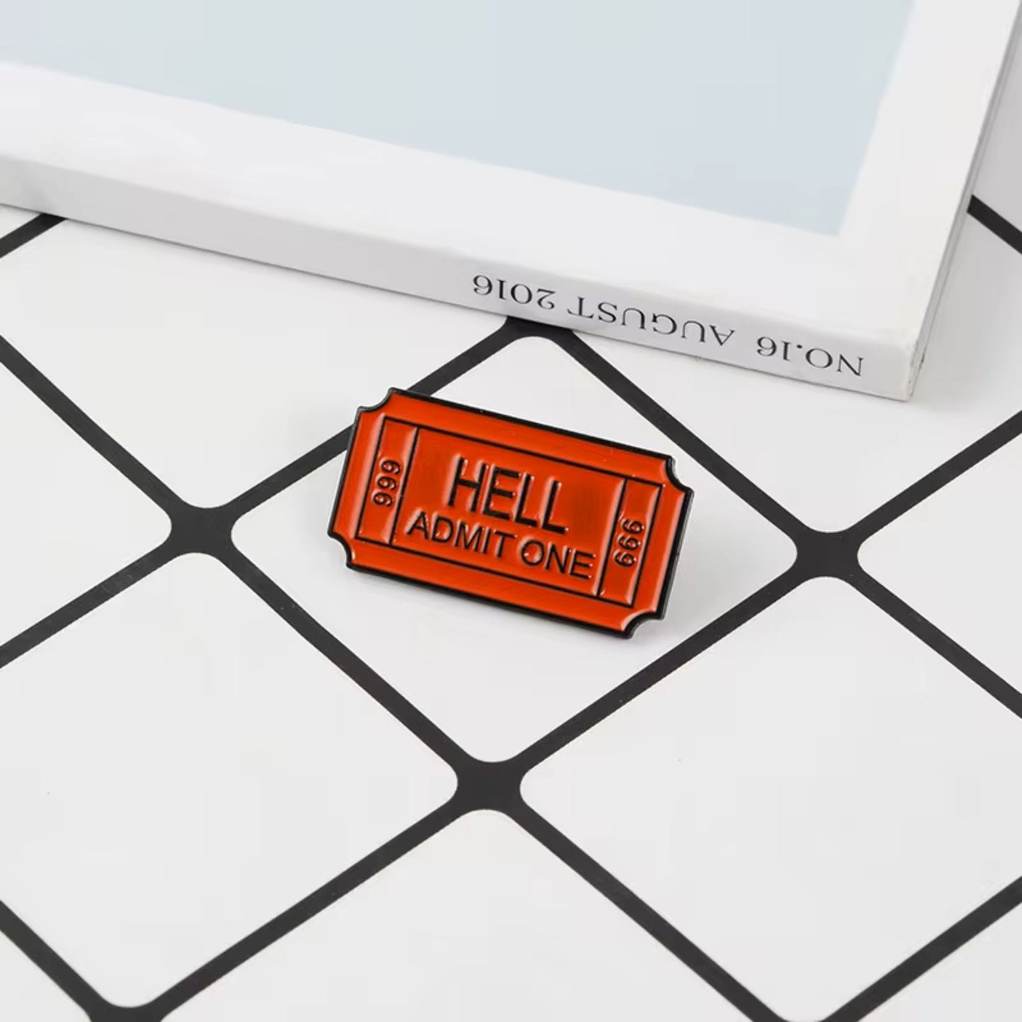 Hell Admit One Ticket Pin, Colourful Enamel Pin, Gift for Him, Gift For Her, Lapel Pin, Funny Enamel Pin, Cute Enamel Pin