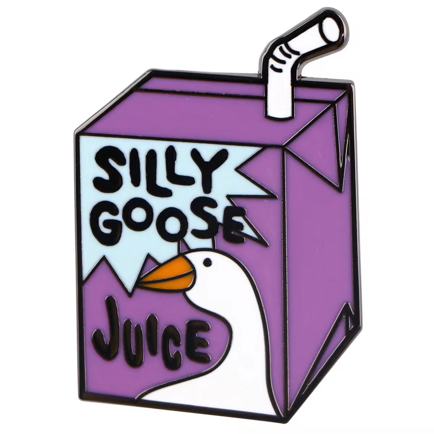 Silly Goose Juice Pin, Colourful Enamel Pin, Gift for Him, Gift For Her, Lapel Pin, Funny Enamel Pin, Cute Enamel Pin
