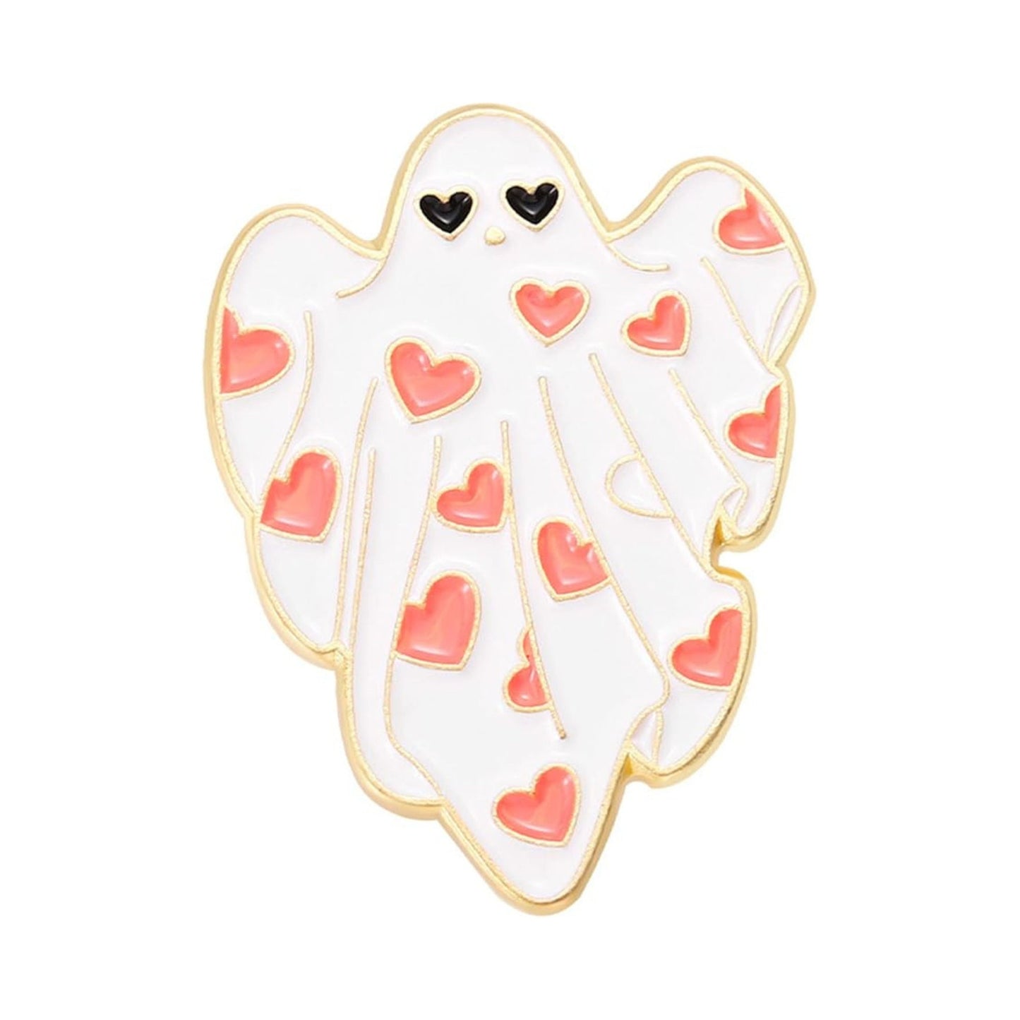 Ghost With Hearts Pin, Colourful Enamel Pin, Gift for Him, Gift For Her, Lapel Pin, Funny Enamel Pin, Cute Enamel Pin