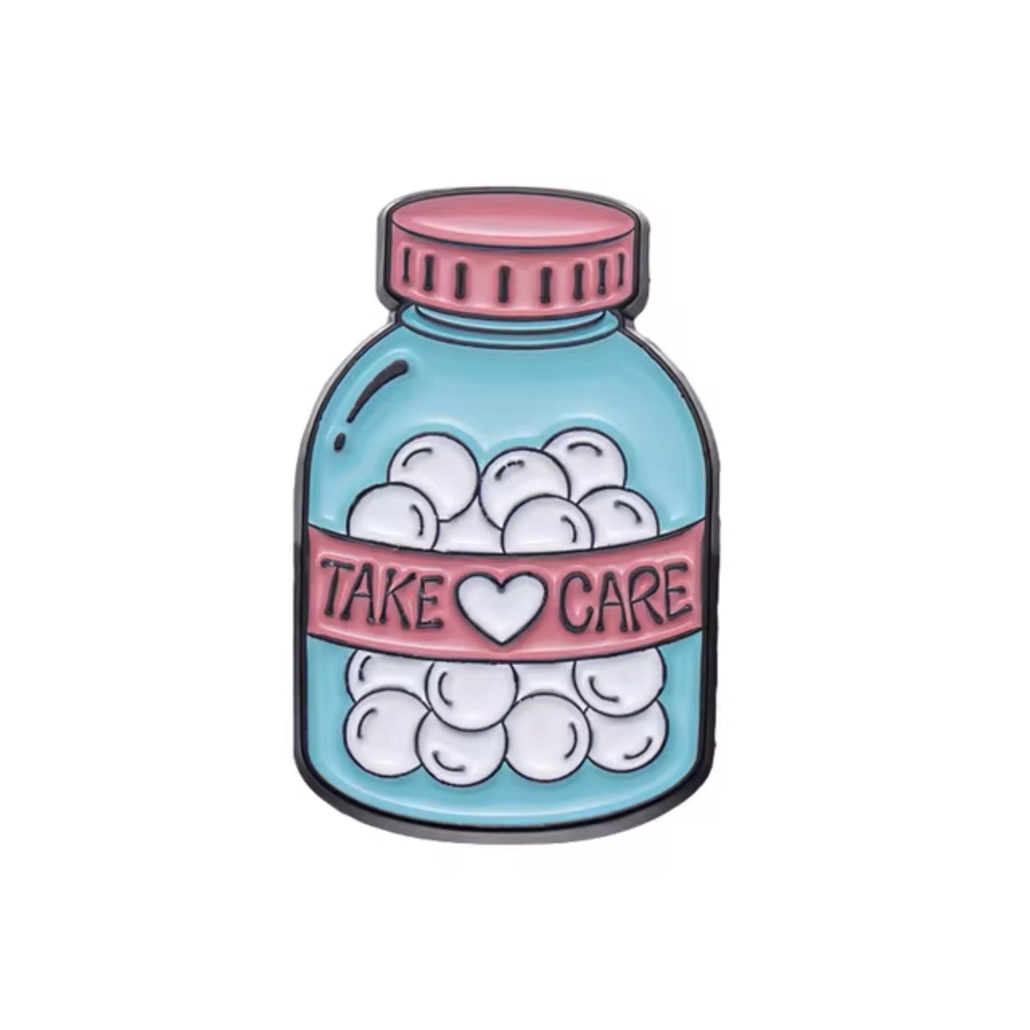 Take Care Pills Pin, Colourful Enamel Pin, Gift for Him, Gift For Her, Lapel Pin, Funny Enamel Pin, Cute Enamel Pin
