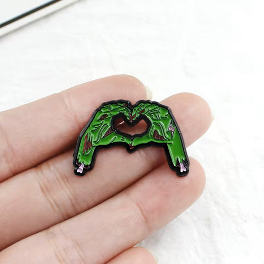 Zombie Heart Hands Pin, Colourful Enamel Pin, Gift for Him, Gift For Her, Lapel Pin, Funny Enamel Pin, Cute Enamel Pin
