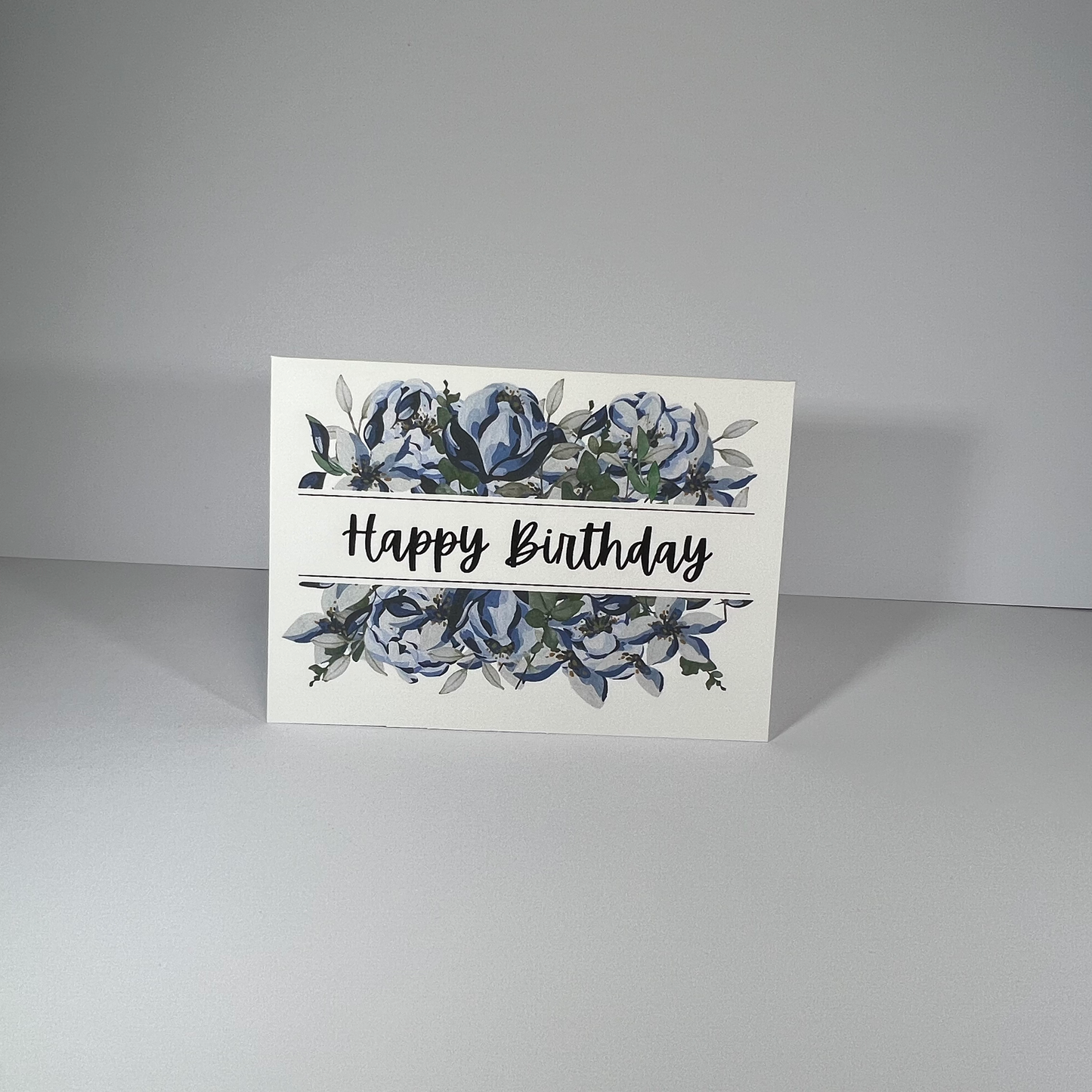 Blue Floral Birthday Card