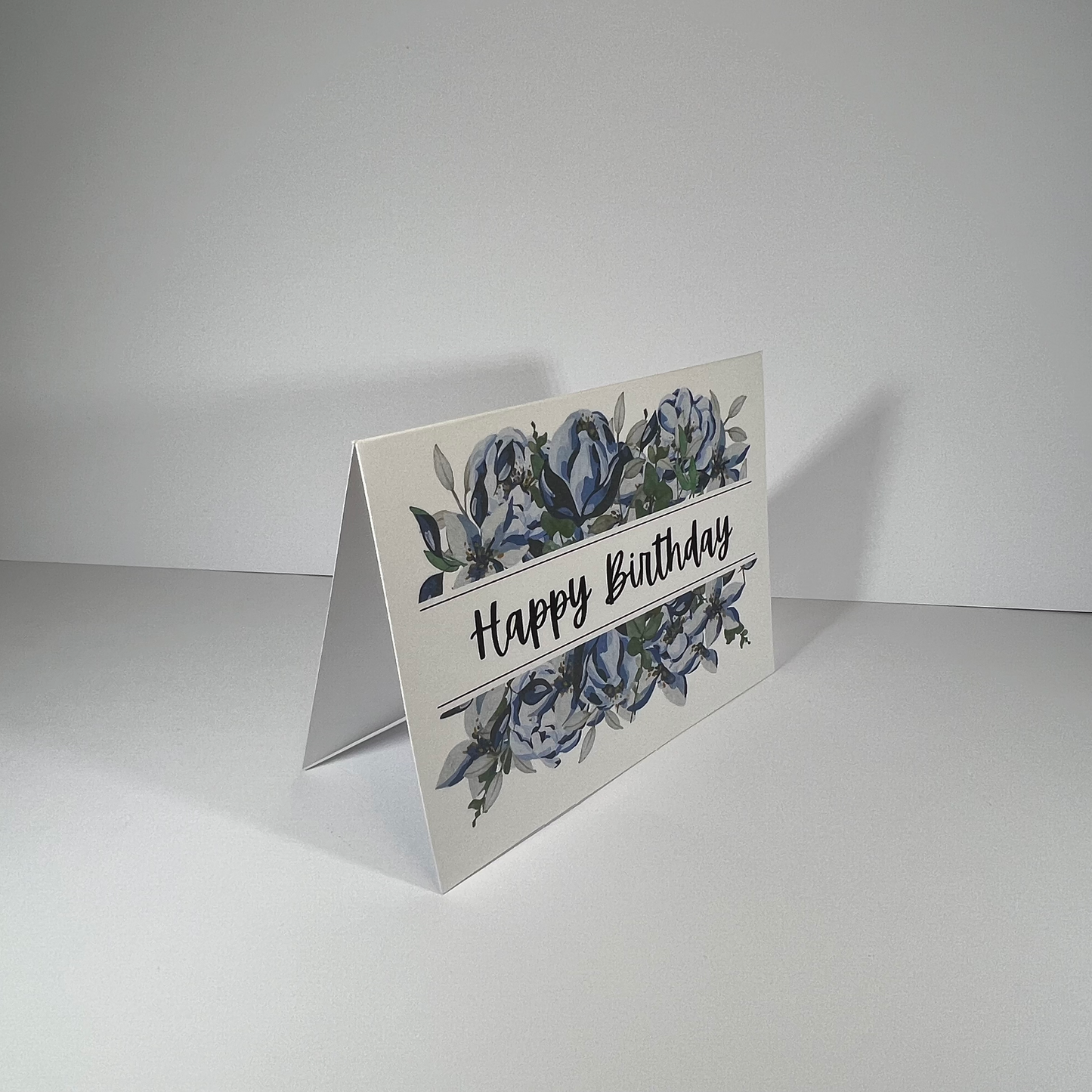 Blue Floral Birthday Card