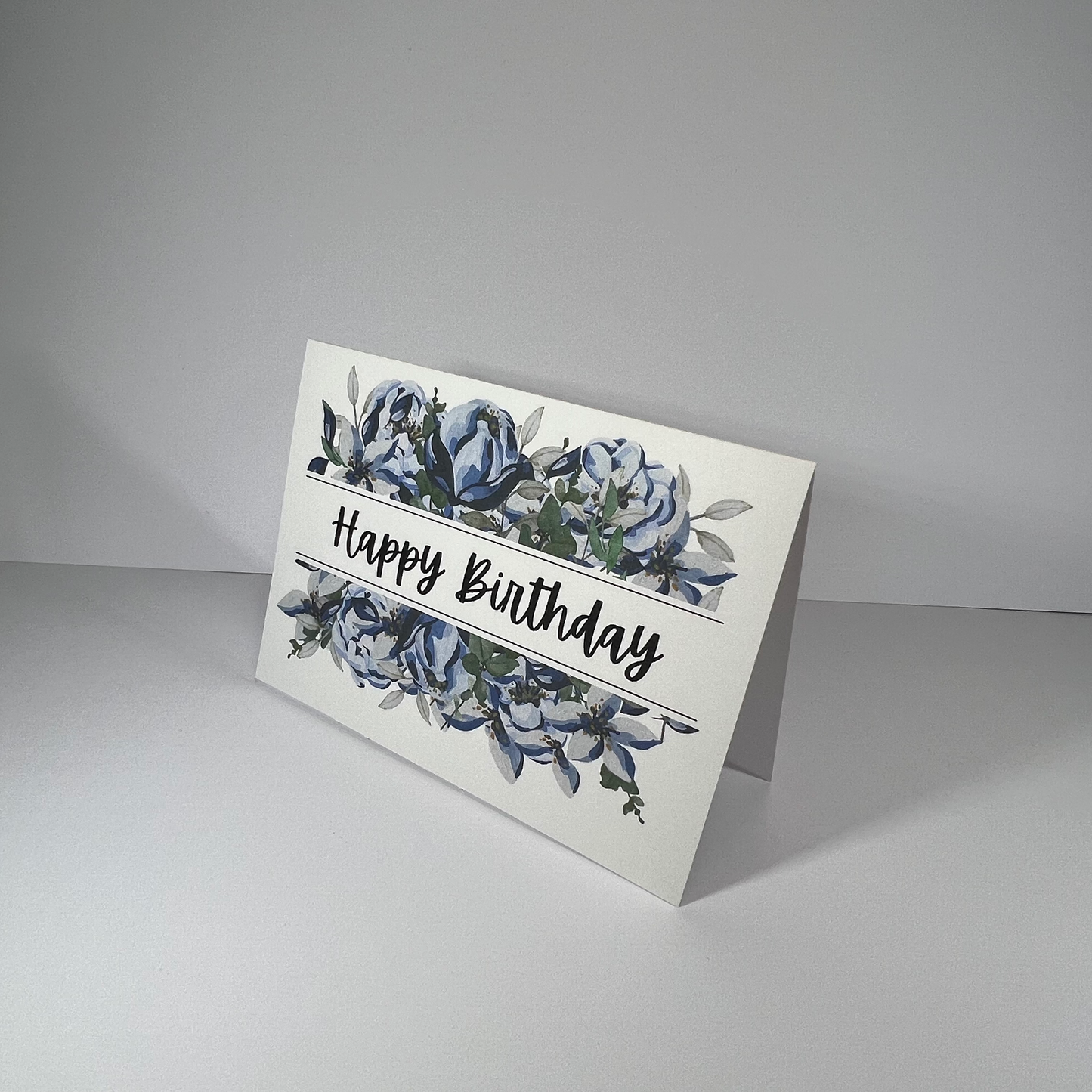 Blue Floral Birthday Card