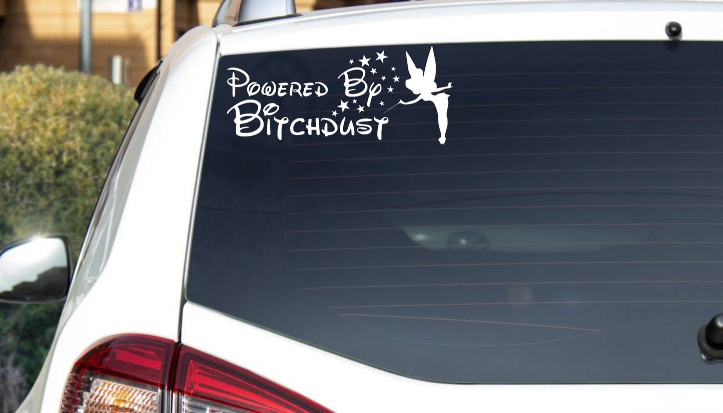 Powered By B***hdust Bumper Sticker