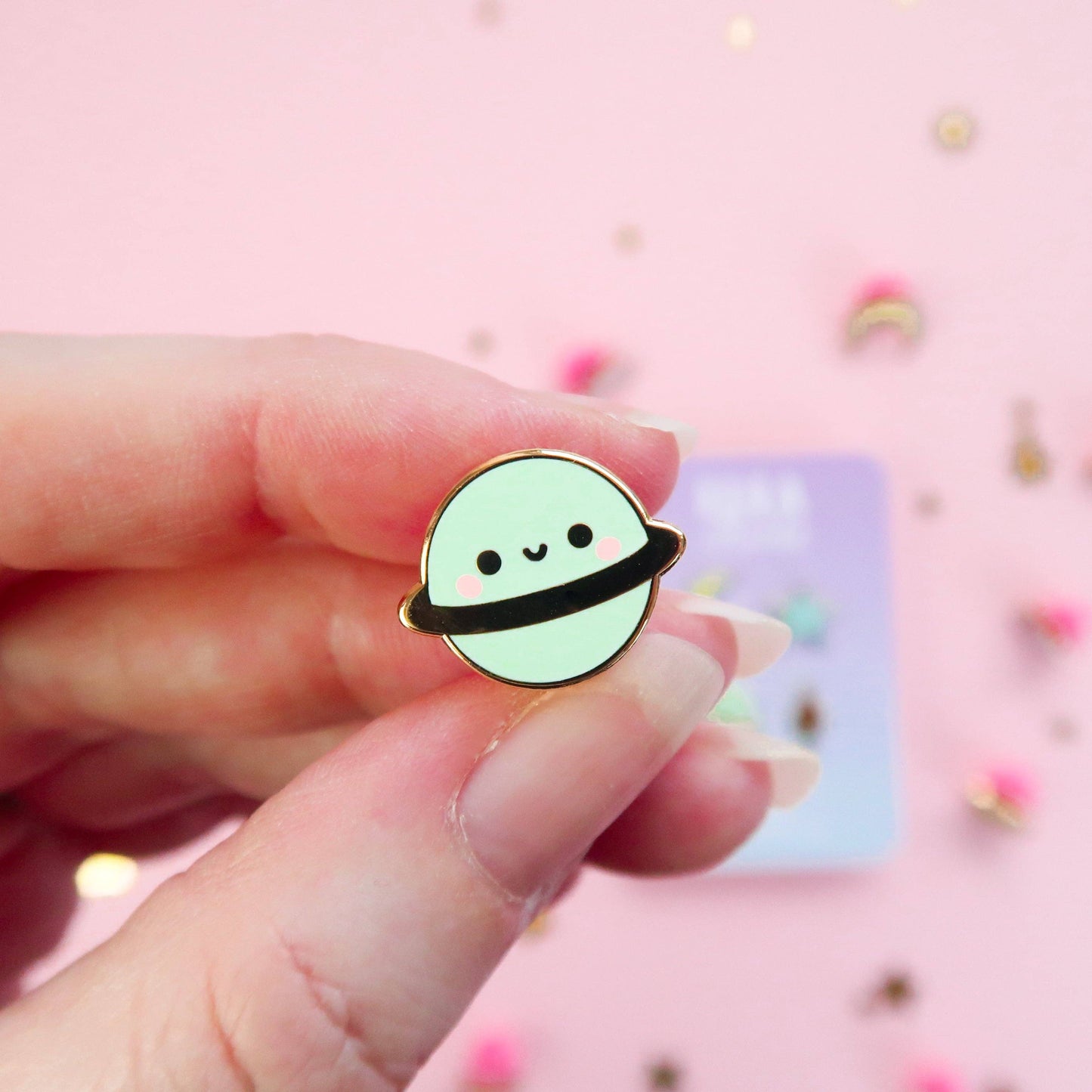 Mint Green Planet Mini Enamel Pin