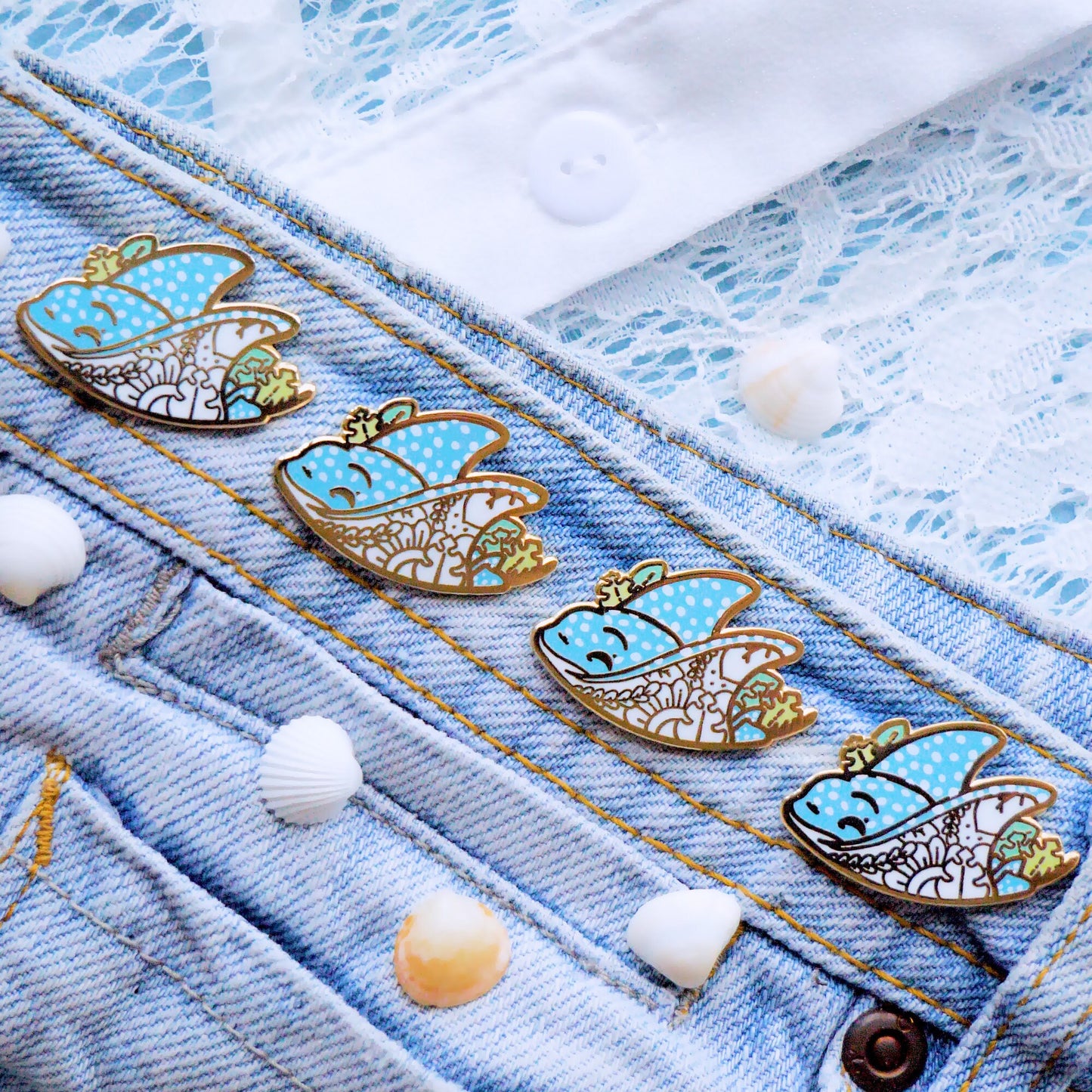 Spotted Eagle Ray Collectible Enamel Pin, Colourful Enamel Pin, Gift for Animal Lover, Lapel Pin, Cute Enamel Pin