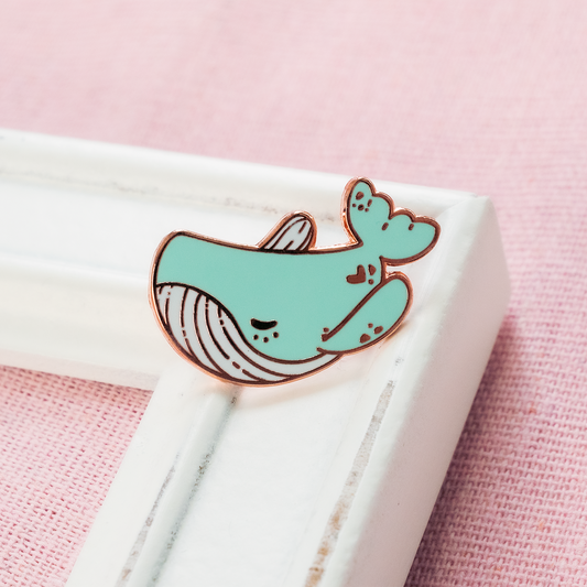 Kawaii Mint Whale Collectible Enamel Pin, Colourful Enamel Pin, Gift for Animal Lover, Lapel Pin, Cute Enamel Pin