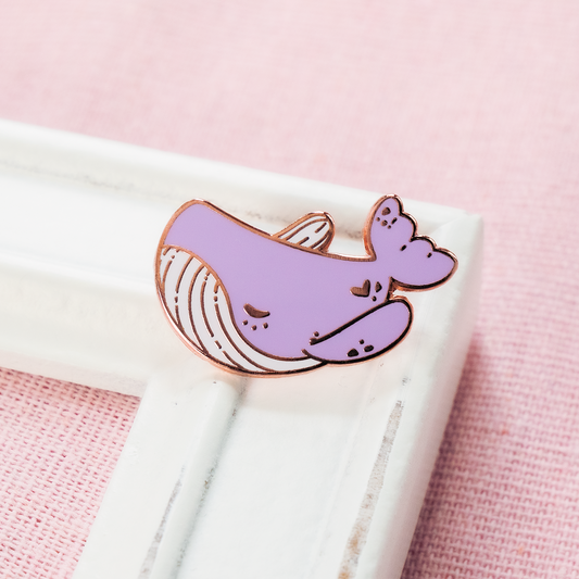 Kawaii Lilac Whale Collectible Enamel Pin, Colourful Enamel Pin, Gift for Animal Lover, Lapel Pin, Cute Enamel Pin