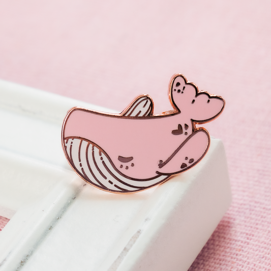 Kawaii Dusky Pink Whale Collectible Enamel Pin, Colourful Enamel Pin, Gift for Animal Lover, Lapel Pin, Cute Enamel Pin