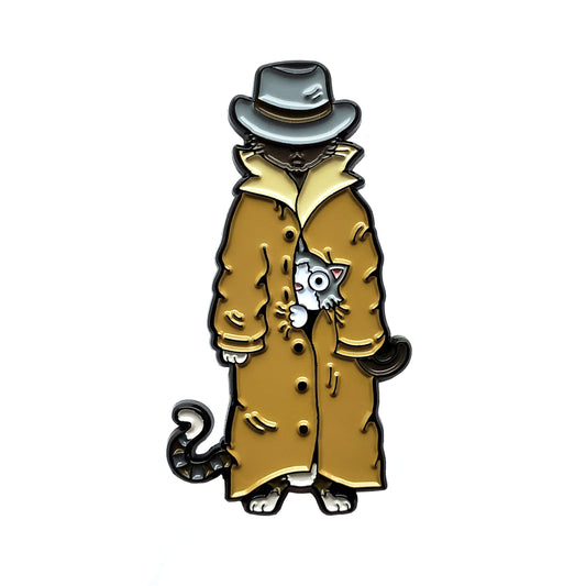 Cats In A Trench Coat Collectible Enamel Pin, Colourful Enamel Pin, Gift for Him, Gift For Her, Lapel Pin, Funny Enamel Pin