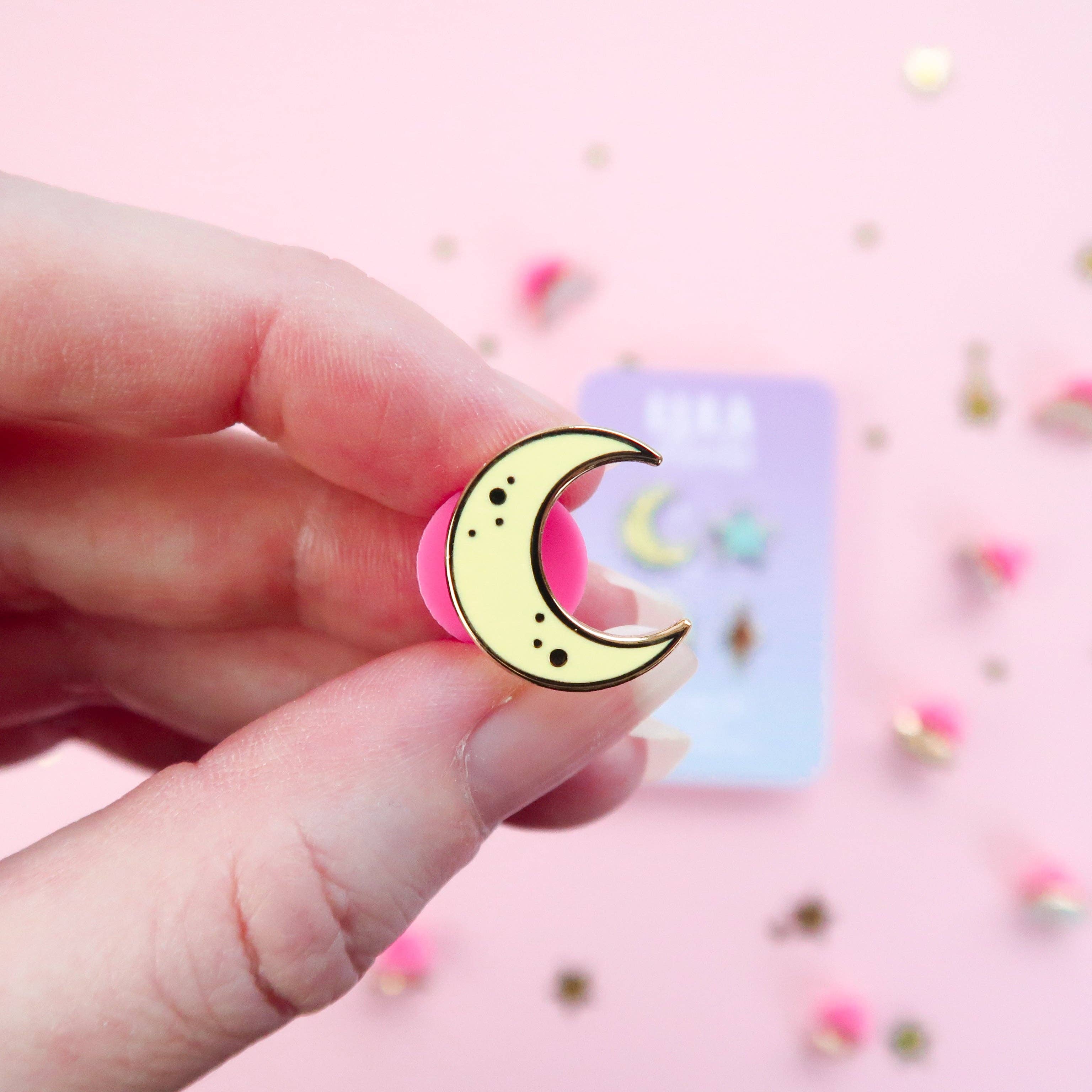 Crescent Hawk Pin Crescent Moon Mini Enamel Pin – DecalDelightByMia