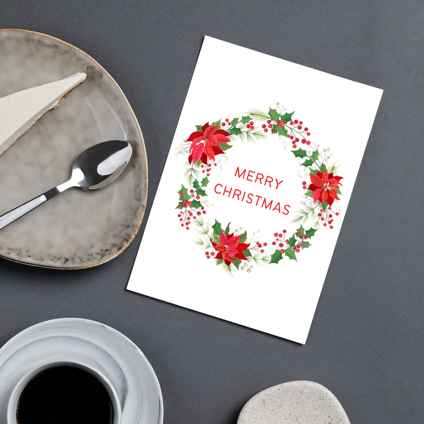 Elegant Berry Wreath Christmas Card