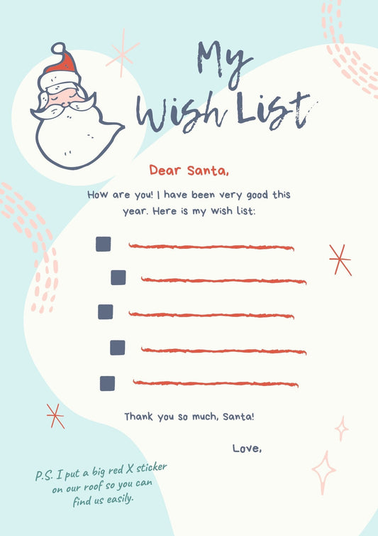 Printable Christmas Wish List * PDF and PNG *