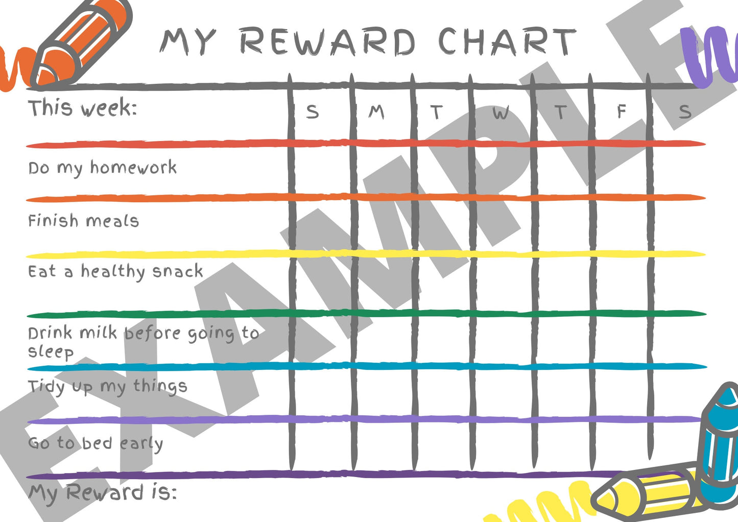Printable Weekly Reward Chart * PDF and PNG *