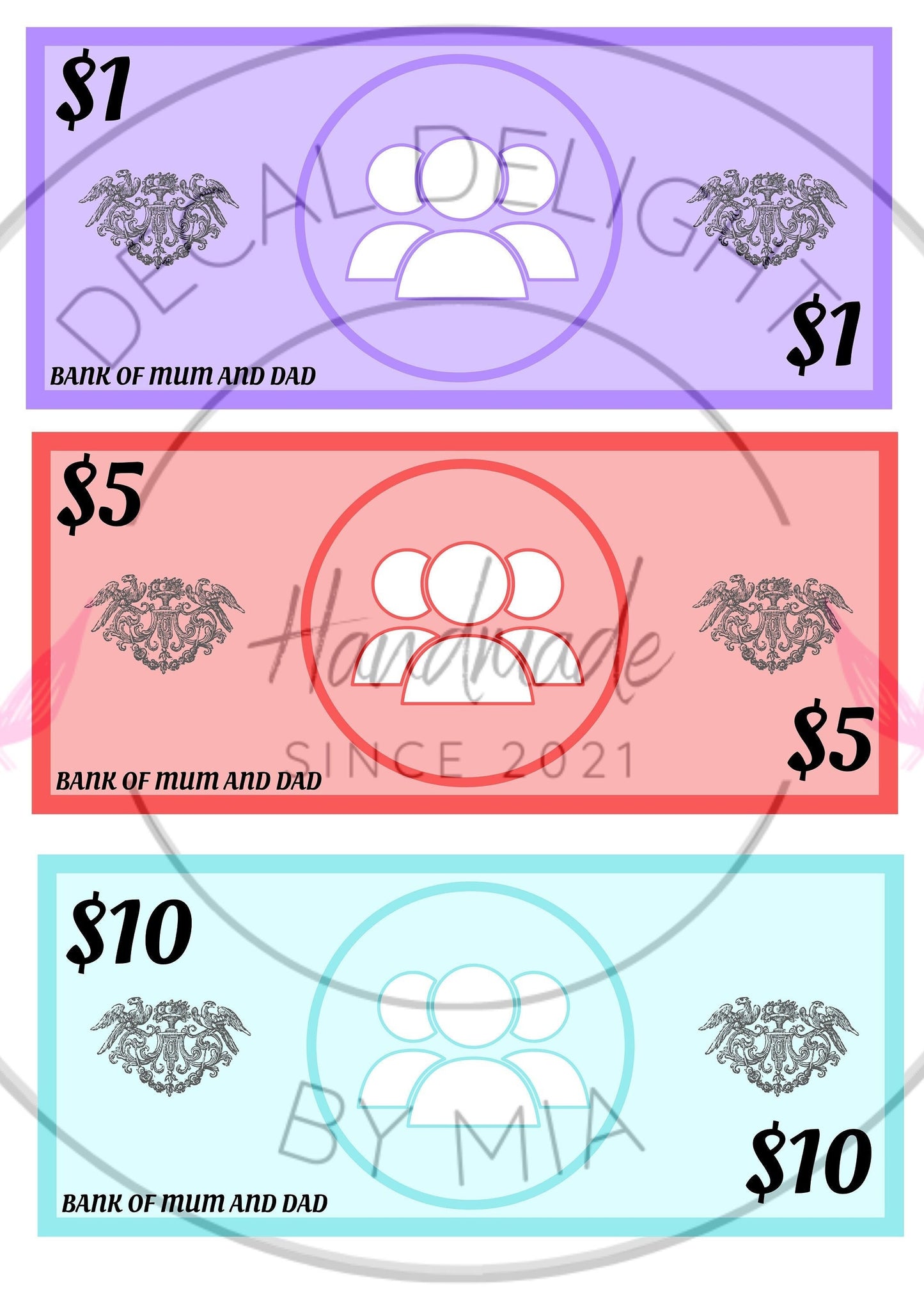 Printable Chore Bucks, Notes in Dollars   * PDF & PNG *