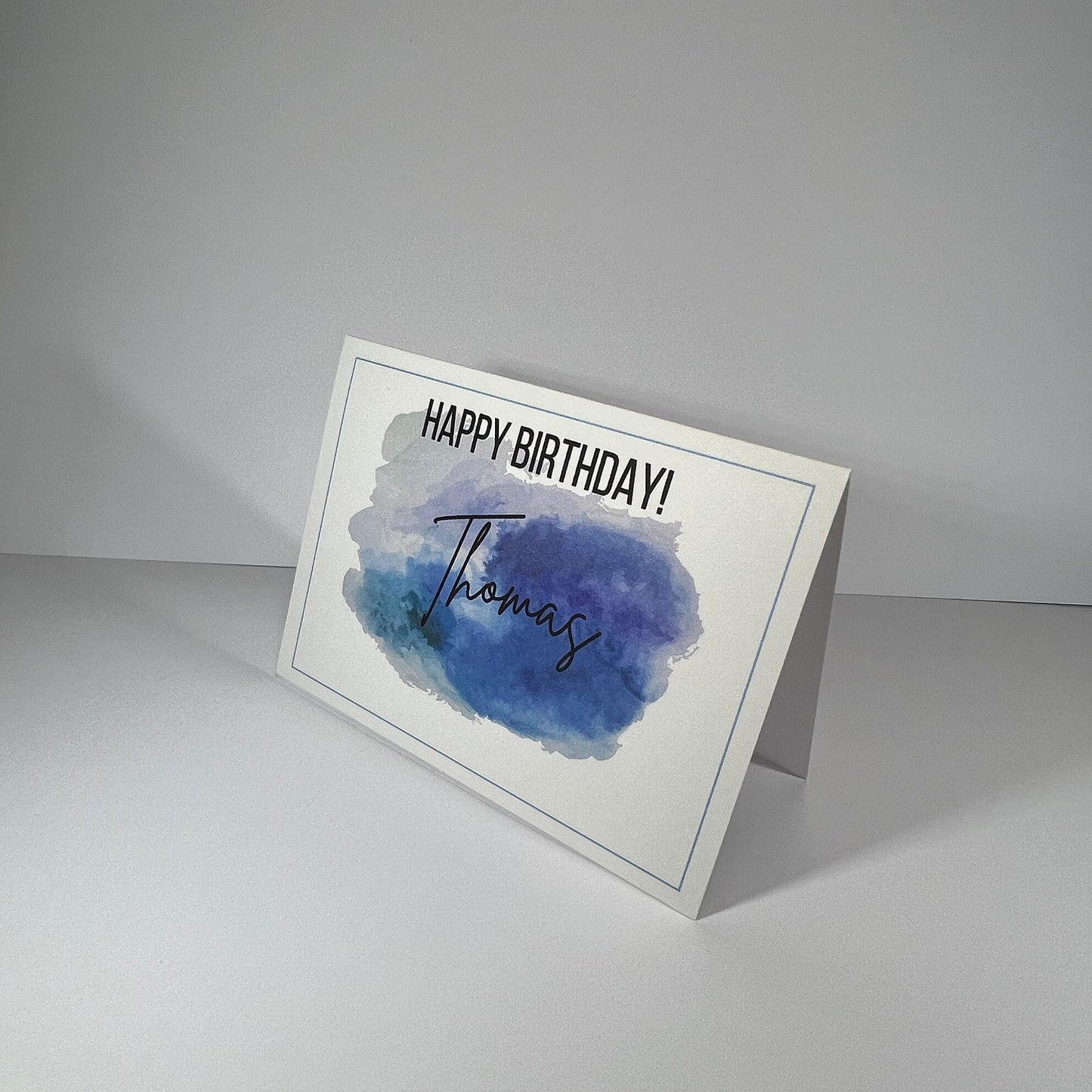 Blue Watercolour Effect Birthday Card