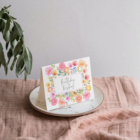 Simple Pink Floral Birthday Card