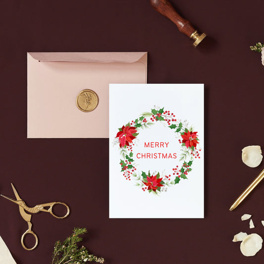 Elegant Berry Wreath Christmas Card