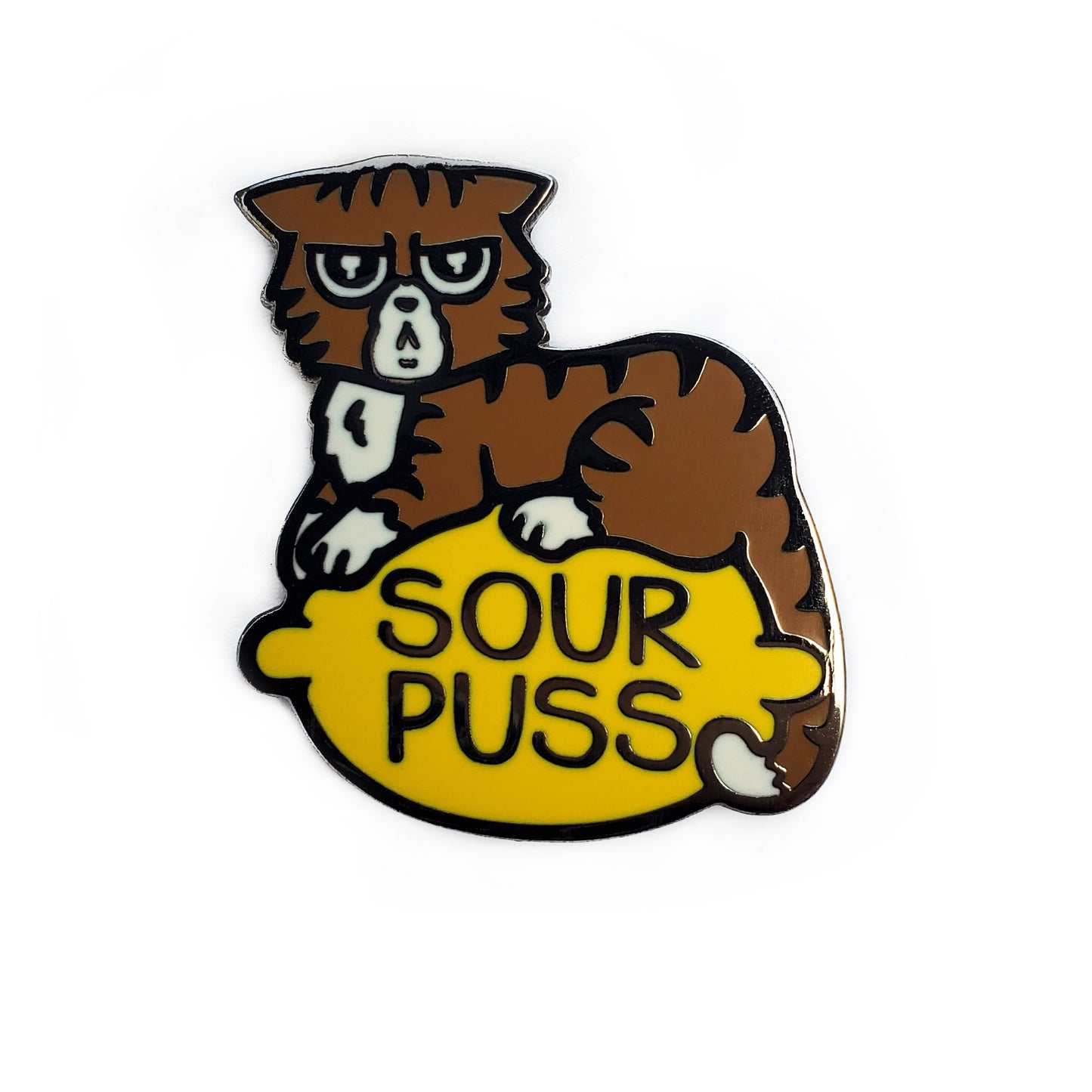 Sour Puss Collectible Enamel Pin, Colourful Enamel Pin, Gift for Him, Gift For Her, Lapel Pin, Funny Enamel Pin