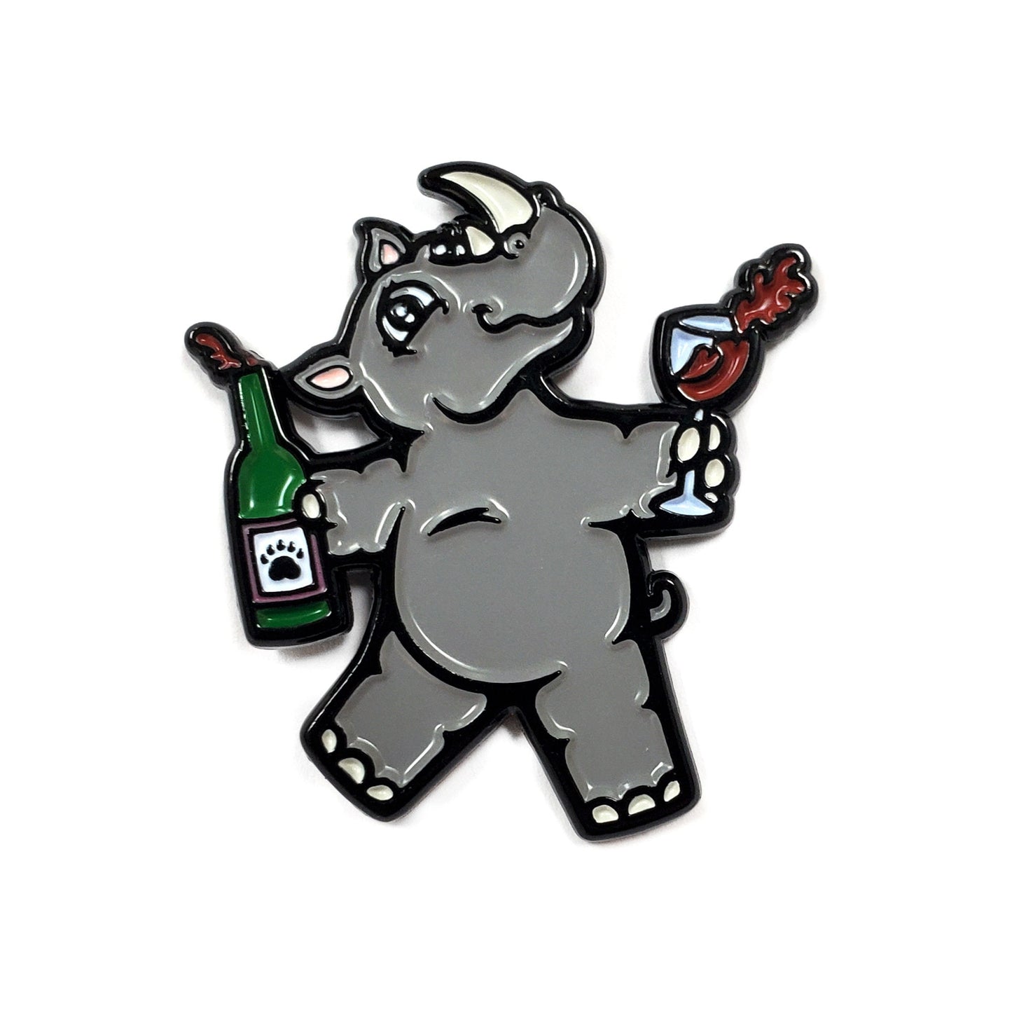 Whino The Rhino Collectible Enamel Pin, Colourful Pin, Gift for Her, Gift For Him Lapel Pin, Funny Pin, Fashionable Pin